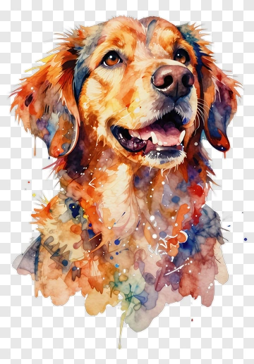Watercolor Portrait Of A Golden Retriever PNG