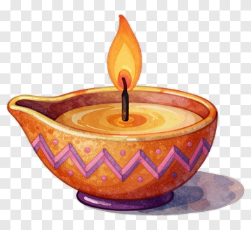 Watercolor Diya With Flame PNG