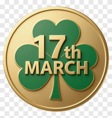St Patrick's Day Coin With Clover Design PNG
