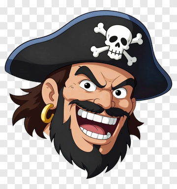 Cartoon Pirate With Mustache And Beard PNG