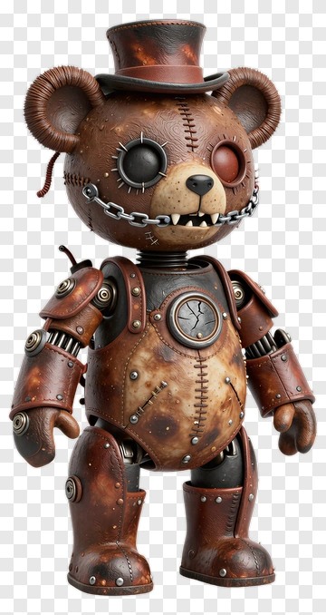 Steampunk Mechanical Bear Toy PNG