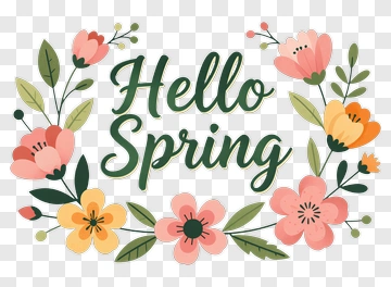 Hello Spring Floral Greeting PNG