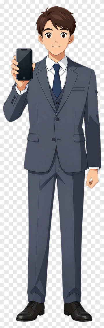 Businessman Holding Smartphone PNG