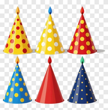 Colorful Party Hats With Candles PNG