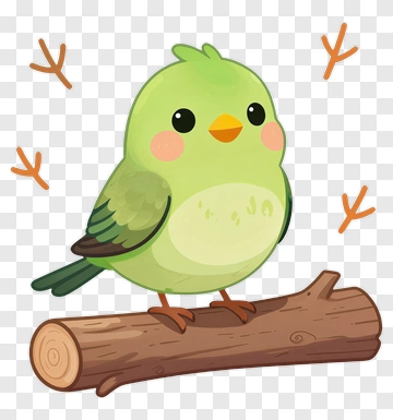 Cute Green Cartoon Bird PNG