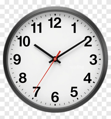 Wall Clock With Black Numbers And Red Second Hand PNG