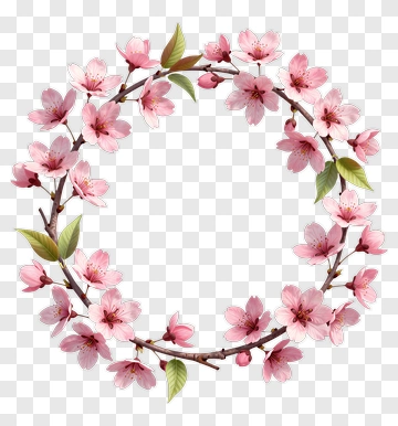 Cherry Blossom Wreath With Pink Petals PNG