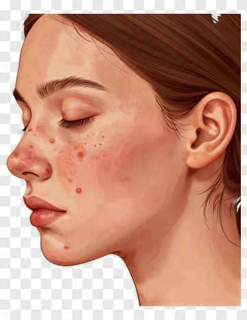 Woman With Acne On Her Face PNG