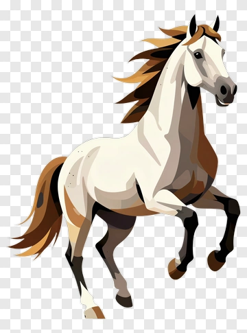 White Horse With Brown Mane PNG