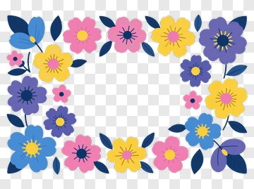 Colorful Floral Frame Design PNG
