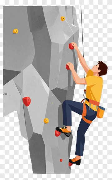 Climber Ascending Rock Face PNG