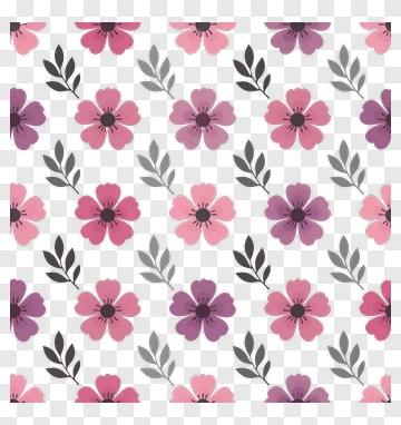 Floral Pattern With Pink And Purple Flowers PNG