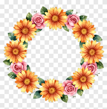 Watercolor Flower Wreath PNG