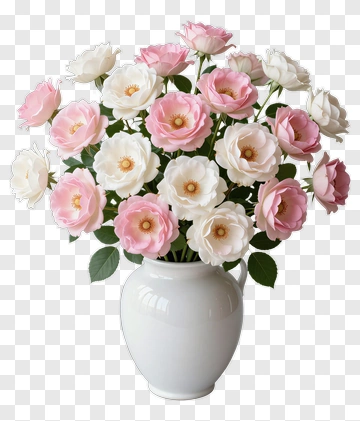Roses In A White Vase PNG