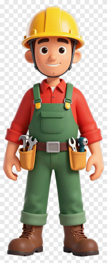 Friendly Construction Worker Cartoon PNG