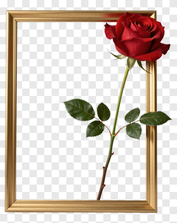 Red Rose In Gold Frame PNG