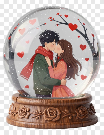 Romantic Couple In Snow Globe PNG