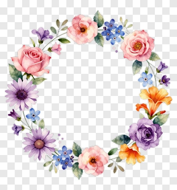 Watercolor Flower Wreath PNG