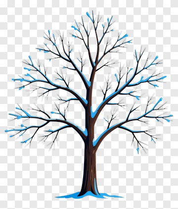 Leafless Tree With Blue Snow PNG