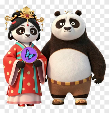 Panda In Traditional Chinese Costume PNG