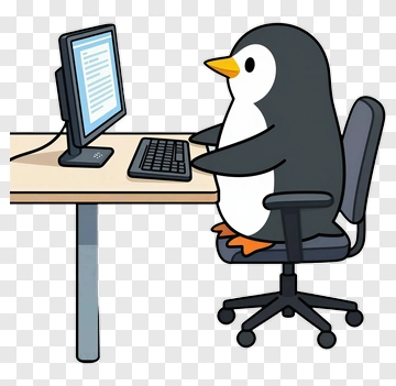 Penguin Working At Computer PNG