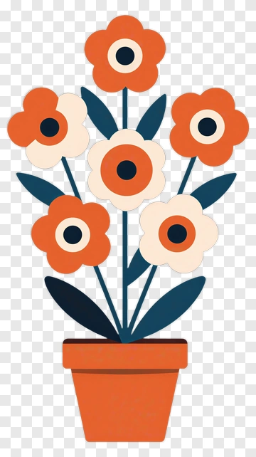Orange Flower Bouquet In Pot PNG