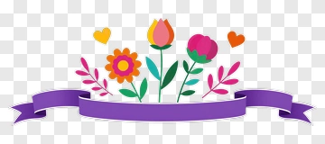 Flowers With Ribbon Decoration PNG