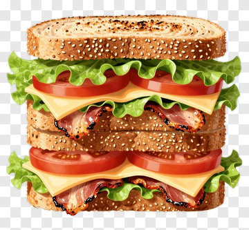 Layered Sandwich With Fresh Ingredients PNG