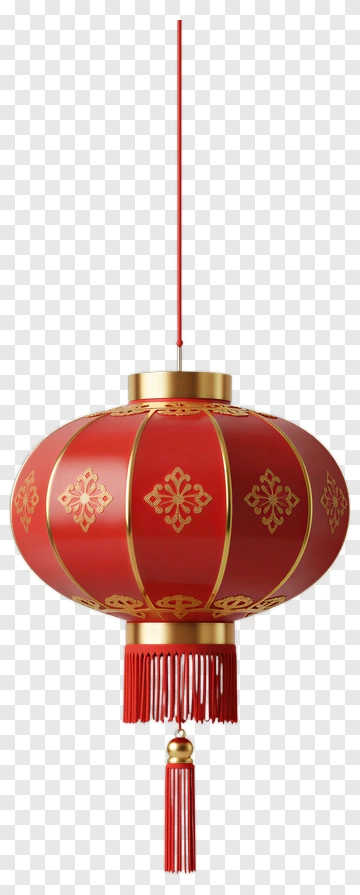 Red Chinese Lantern With Gold Ornament PNG