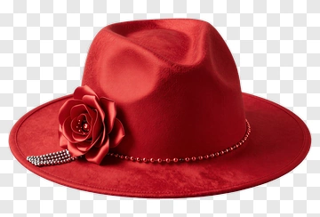 Red Velvet Hat With Rose Decoration PNG