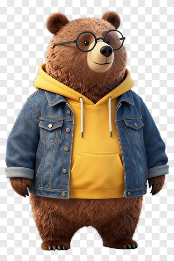 Cartoon Bear Wearing Glasses And Jacket PNG