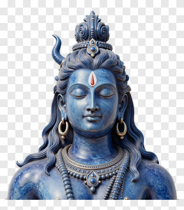 Blue Shiva Statue With Ornate Jewelry PNG