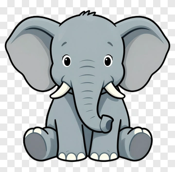 Cute Gray Elephant PNG