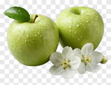 Green Apples With White Flowers PNG