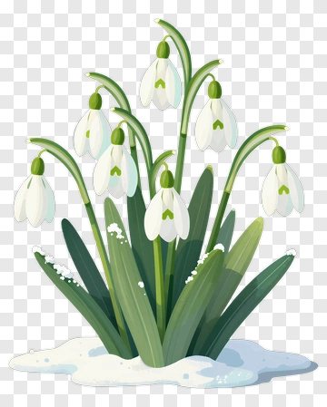 Snowdrop Flower Blooming In Winter PNG