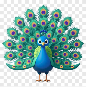 Blue Peacock With Spread Tail PNG