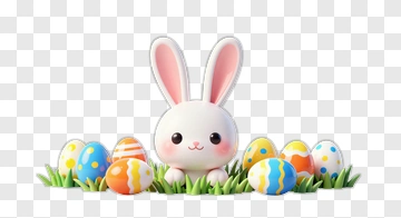 Cute Rabbit With Easter Eggs PNG