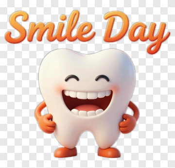 Smile Day Tooth Character PNG