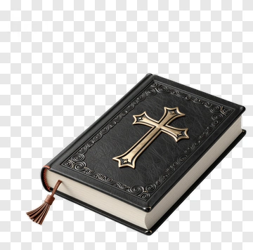 Black Leather Bible With Gold Cross PNG