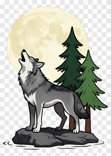 Wolf Howling At The Moon PNG