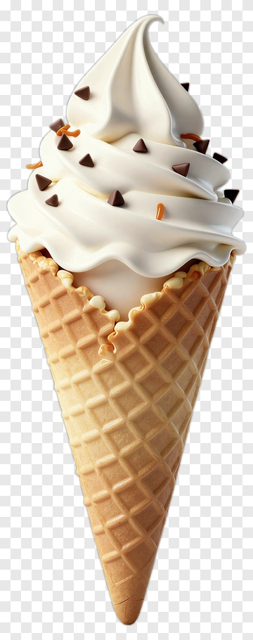Vanilla Ice Cream In Waffle Cone PNG