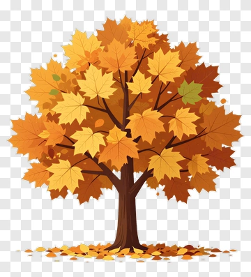 Autumn Maple Tree With Falling Leaves PNG