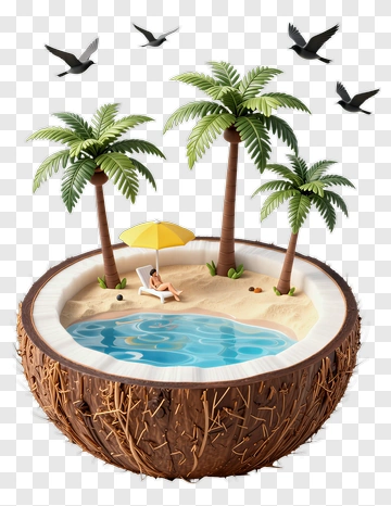 Coconut Island Paradise PNG