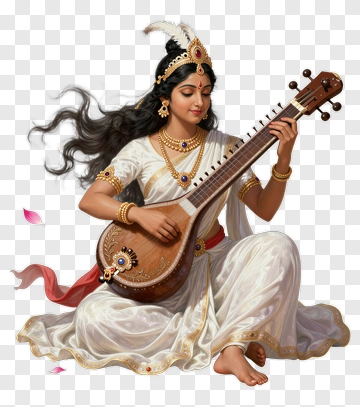 Indian Goddess Playing Sitar PNG