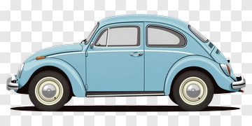 Light Blue Volkswagen Beetle Side View PNG