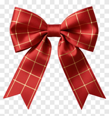 Red And Gold Plaid Bow PNG