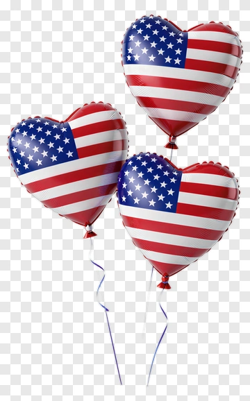Heart-Shaped American Flag Balloons PNG