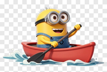 Minion Rowing In A Canoe PNG