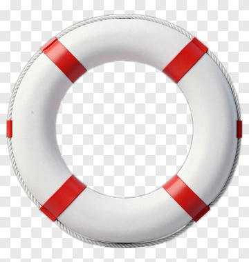White Life Preserver With Red Strips PNG