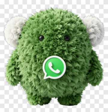 Green Fuzzy Creature With WhatsApp Logo PNG
